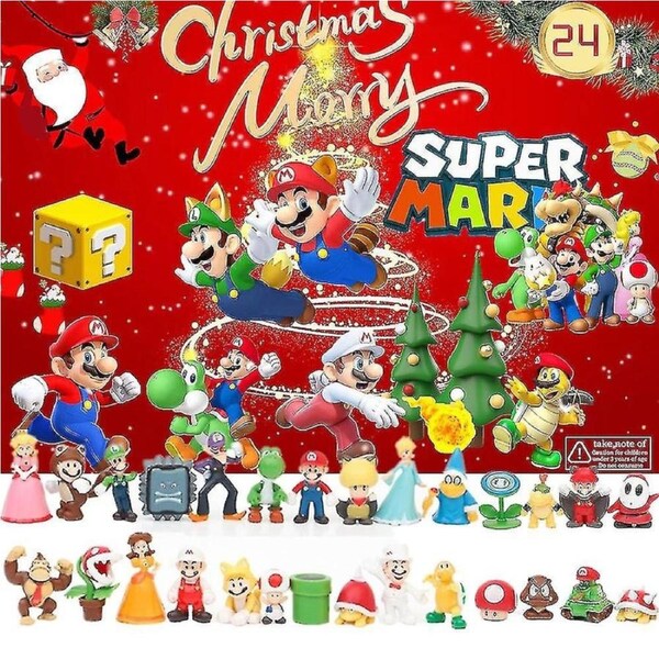 2024 Christmas Super Mario Bro Figure 24 Days Countdown Advent Calendar Kids Toys Xmas Gifts