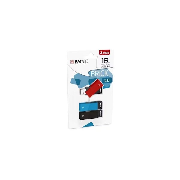 Emtec Brick 16GB USB 2.0 3 Pack Multi