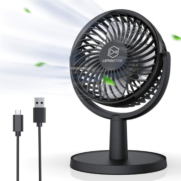 Mini Desk Fan, USB Powered Desktop Fan with 4 Speeds, Small but Powerful Strong Airflow Work Quiet, 310° Adjustment, Portable Personal Air Circulator Fan for DesktopTable Office Bedroom