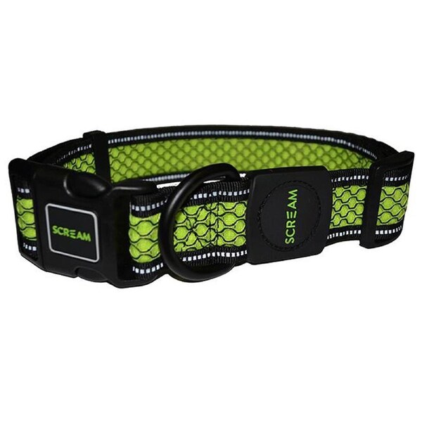 Scream Reflective Adjustable Dog Collar Loud Green Small 2 x 28-40cm