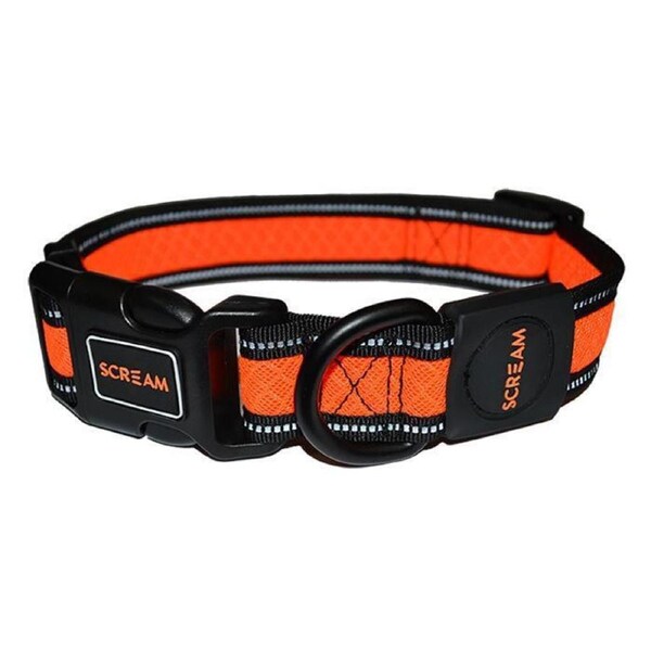 Scream Reflective Adjustable Dog Collar Loud Orange Medium 2.5 x 35-51cm