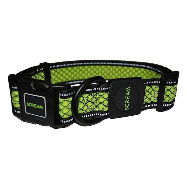 Scream Reflective Adjustable Dog Collar Loud Green Large 3.2 x 42-66cm