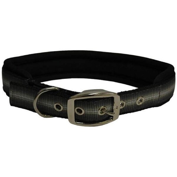 Zeez Memory Foam Padded Dog Collar Grey Ribbon 66cm