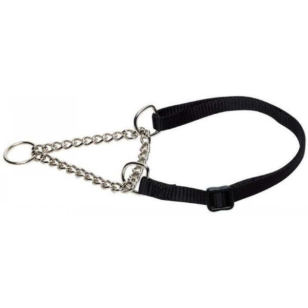 Prestige Pet 3/4 Inch Adjustable Semi Choke Dog Collar Black 30-51cm