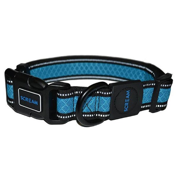 Scream Reflective Adjustable Dog Collar Loud Blue Small 2 x 28-40cm