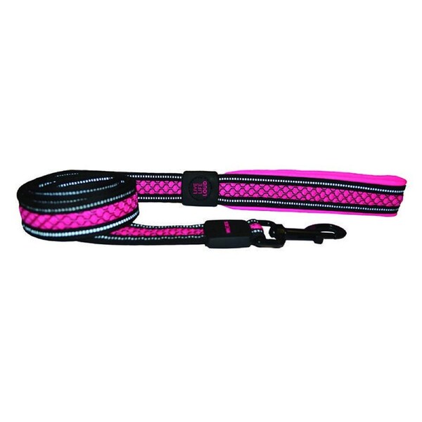 Scream Reflective Padded Dog Leash Loud Pink 2 x 120cm
