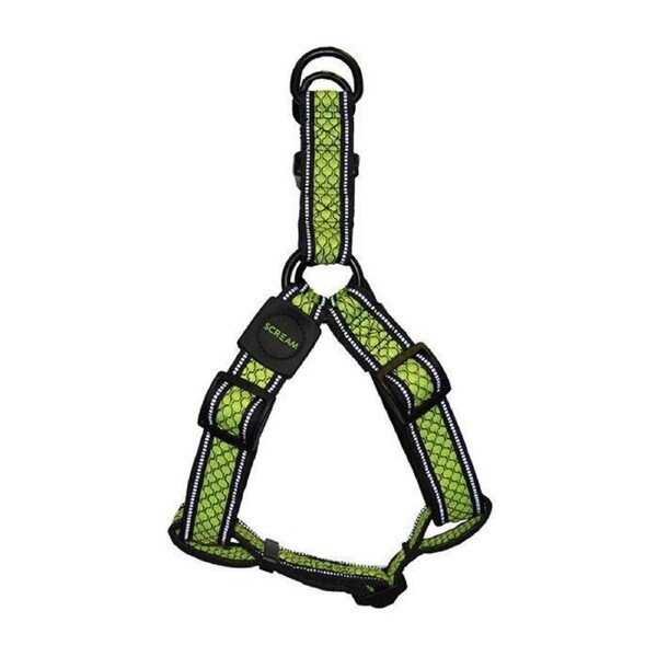 Scream Reflective Step In Dog Harness Loud Green Medium 2.5 x 50-72cm
