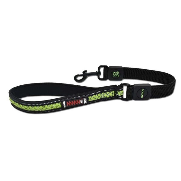 Scream Reflective Bungee Leash w/ Padded Handle for Dogs Loud Green 2.5 x 55cm