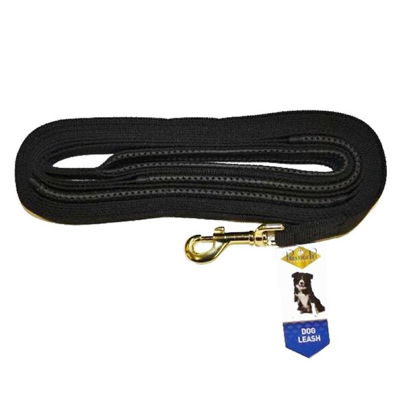 Prestige Pet Flat Nylon Dog Recall Lead 1 Inch x 7m Black