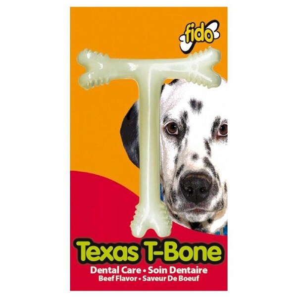 Fido Texas T-Bone Dog Dental Chew Toy Beef Medium