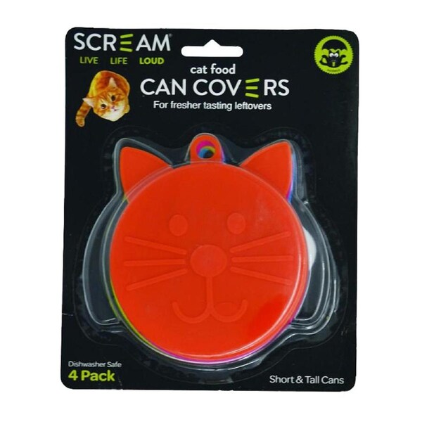 Scream Cat Food Can Cover Dishwasher Safe Assorted 4 Pack
