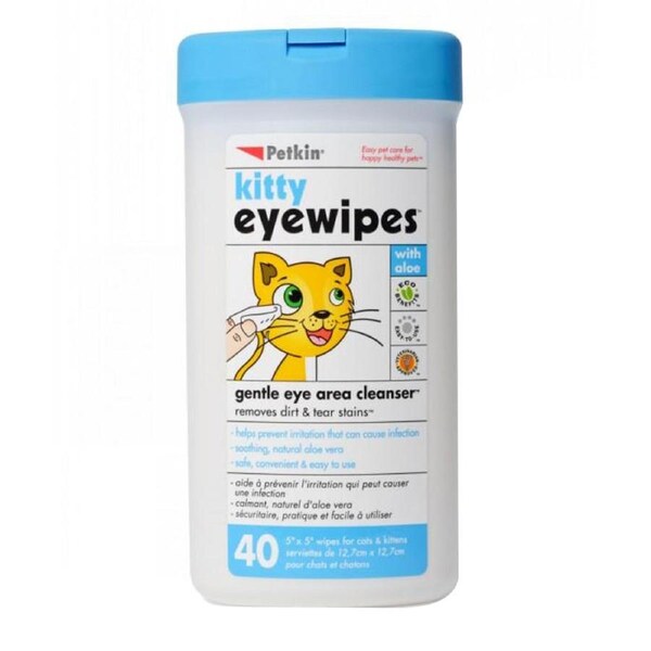 Petkin Kitty Eye Wipes Cat Gentle Eye Cleanser 40 Pack