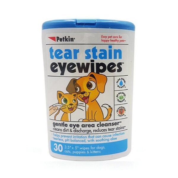 Petkin Tear Stain Eye Wipes Pet Gentle Eye Cleanser 30 Pack