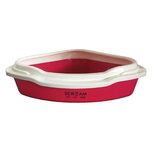 Scream Corner Cat Litter Tray Removable Rim Loud Pink