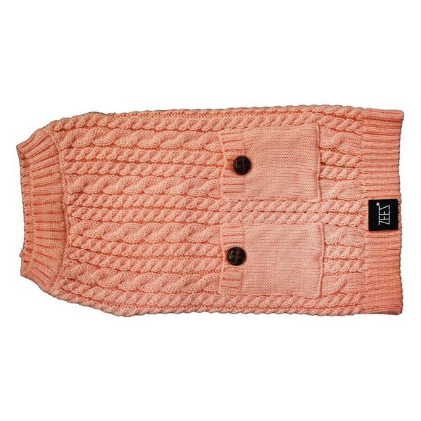 Zeez Cable Knitted Indoor Dog Sweater Musk Pink XL 45cm