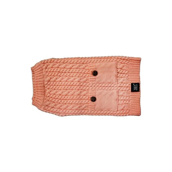 Zeez Cable Knitted Indoor Dog Sweater Musk Pink Small 27cm