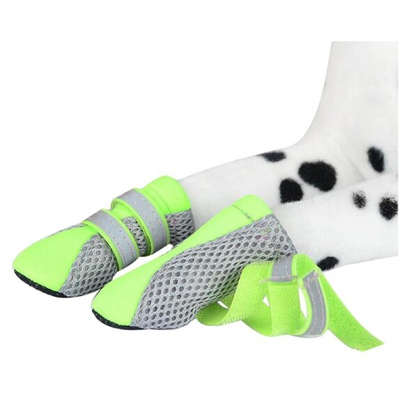 Zeez Dog Fashion Mesh Boots Non-Slip Sole Dog Boots Green Large