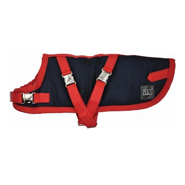 Zeez Supreme Dachshund Dog Coat Navy Stone/Red Size 15 38cm