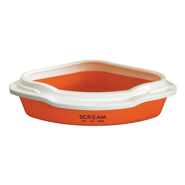 Scream Corner Cat Litter Tray Removable Rim Loud Orange