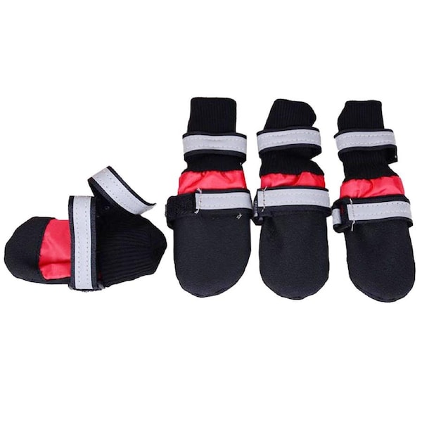 Zeez Dog Waterproof Boots Non-Slip Sole Dog Boots Red Medium