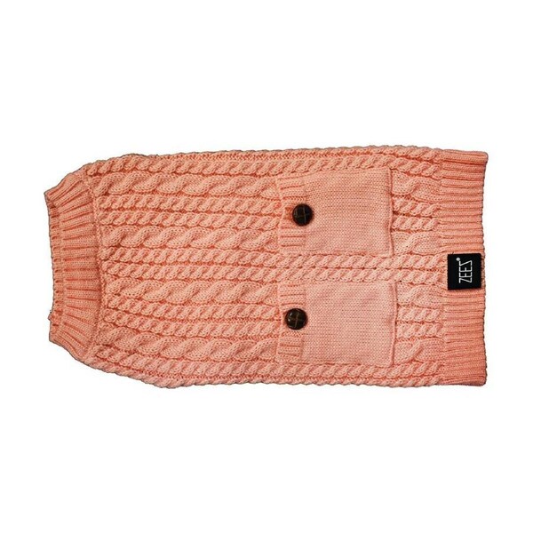 Zeez Cable Knitted Indoor Dog Sweater Musk Pink Large 39cm