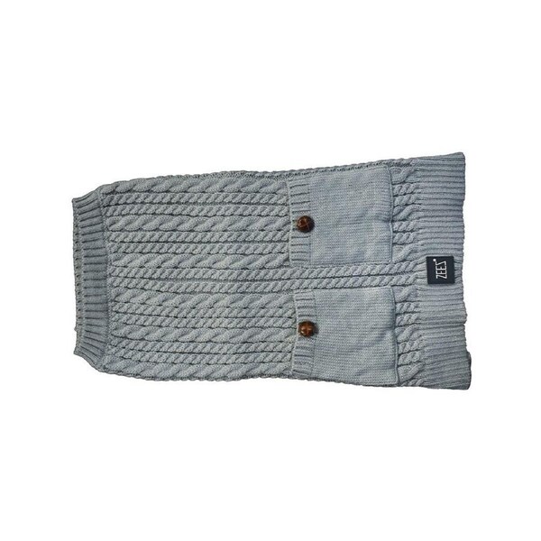Zeez Cable Knitted Indoor Dog Sweater Grey Medium 32cm