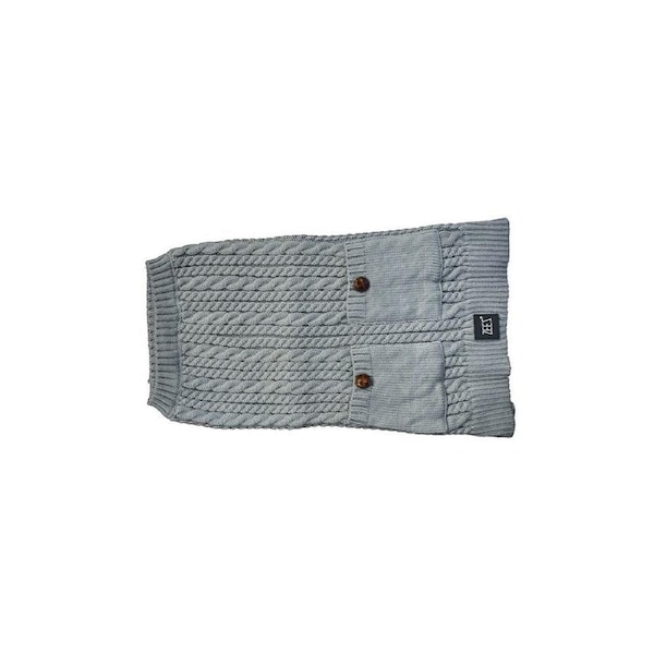 Zeez Cable Knitted Indoor Dog Sweater Grey XS 22cm