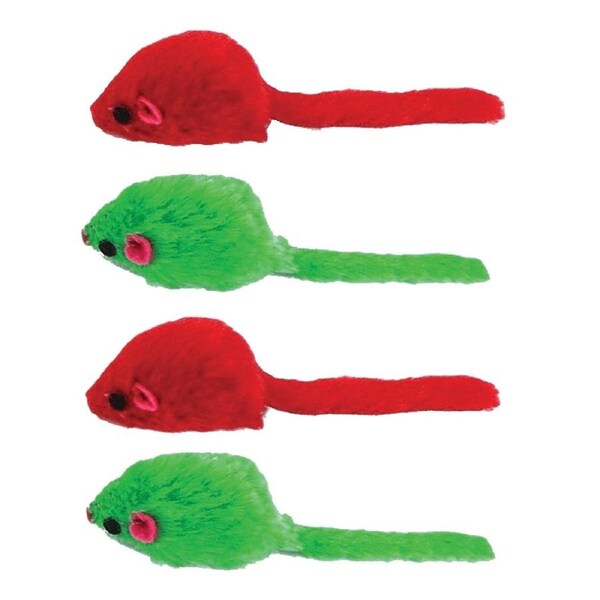 Kitty Play Christmas Cat Toy Mice Interactive Play 11cm 4 Pack