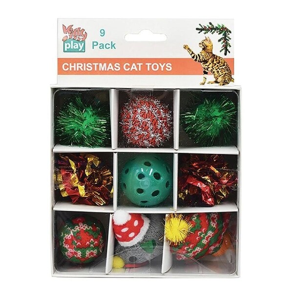 Kitty Play Christmas Box Interactive Play Pet Cat Toy 9 Pack