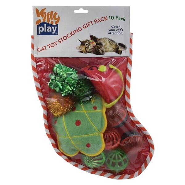 Kitty Play Christmas Cat Toy Stocking Gift Interactive Play 10 Pack