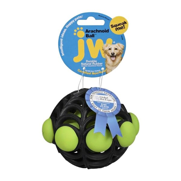 JW Pet Arachnoid Ball Dog Squeaker Toy Assorted Medium
