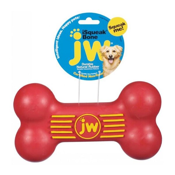 JW Pet Isqueak Bone Interactive Play Dog Toy Assorted Large 20cm