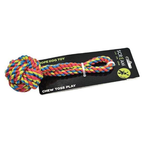 Scream Rope Fist Tug Interactive Pet Dog Toy Multicolour Small