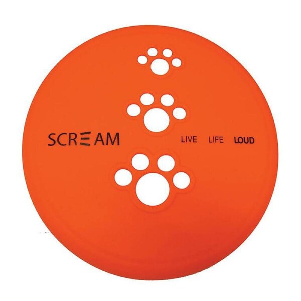 Scream Silicone Pet Flyer Dog Toy Loud Orange Small 18cm