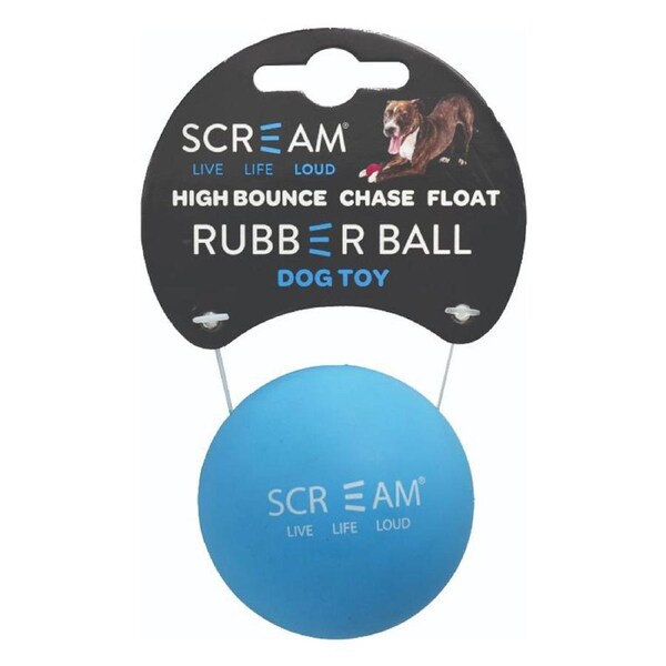 Scream Rubber Ball High Bounce Dog Toy Loud Blue 6cm