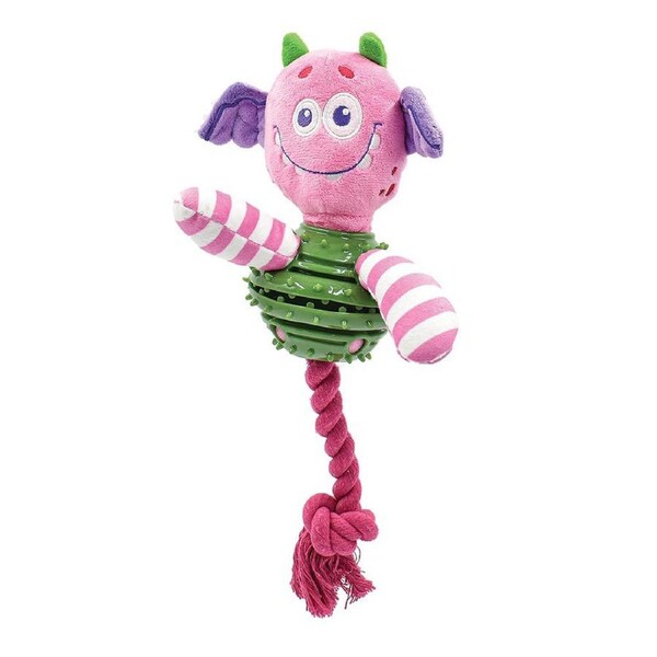 PuppyPlay Silly Face Treat Belly Armor Puppy Squeaker Toy Pink