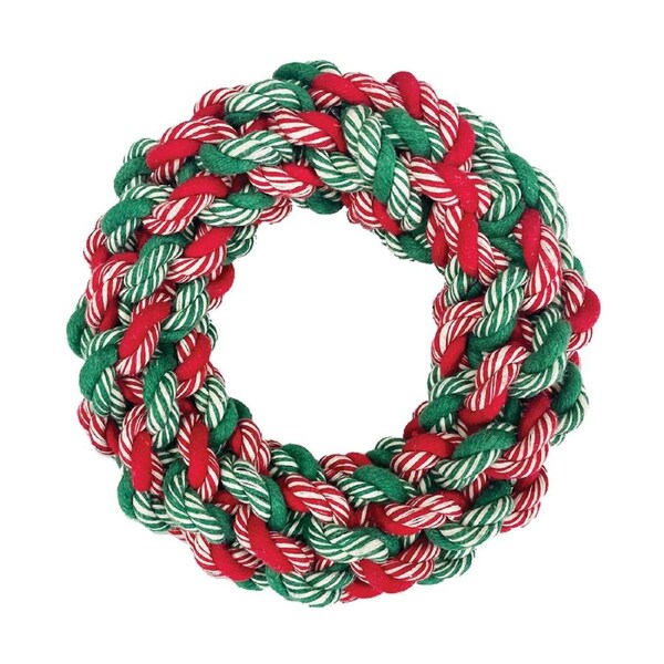 Prestige Pet Christmas Wreath Rope Interactive Play Dog Toy Small 15cm