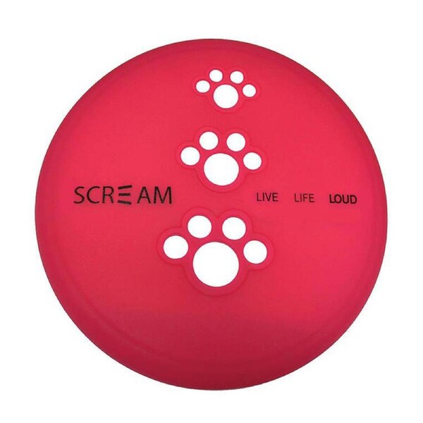 Scream Silicone Pet Flyer Dog Toy Loud Pink Large 23cm