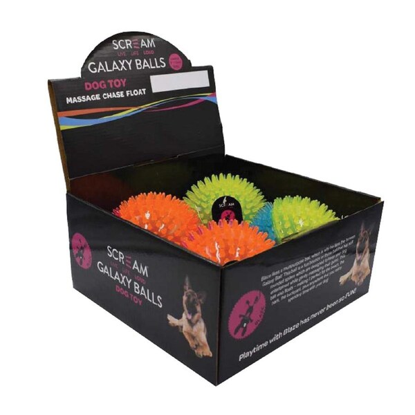 Scream Galaxy Ball Interactive Pet Dog Toy Counter Display Large 4 Pack