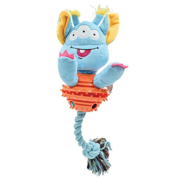 PuppyPlay Silly Face Treat Belly Armor Puppy Squeaker Toy Blue