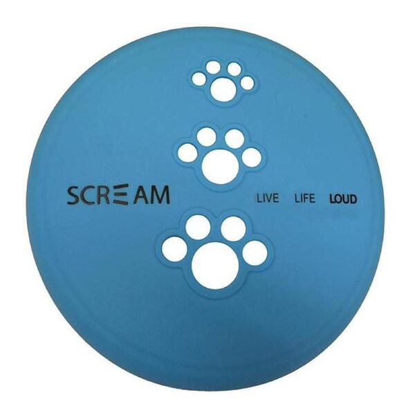 Scream Silicone Pet Flyer Dog Toy Loud Blue Large 23cm