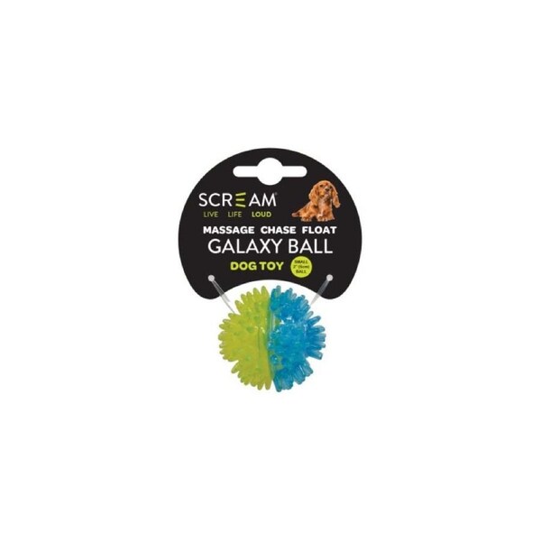 Scream Galaxy Ball Interactive Dog Toy Small Loud Green/Blue