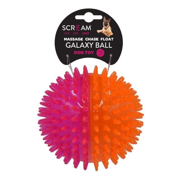 Scream Galaxy Ball Interactive Dog Toy Large Loud Pink/Orange