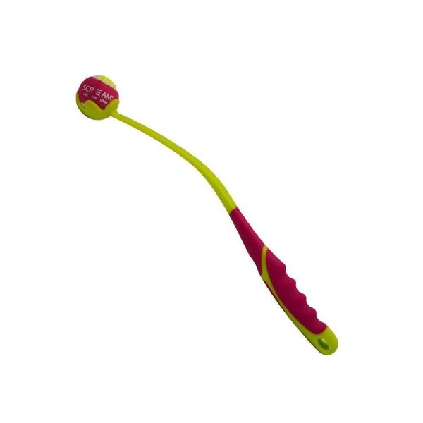 Scream Deluxe Grip Ball Launcher Dog Toy Loud Green/Pink Small 46cm