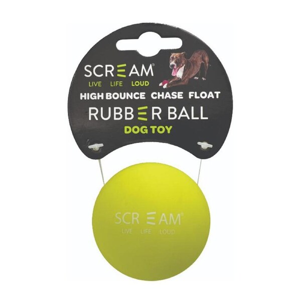 Scream Rubber Ball High Bounce Dog Toy Loud Green 6cm