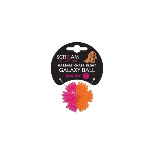 Scream Galaxy Ball Interactive Dog Toy Small Loud Pink/Orange
