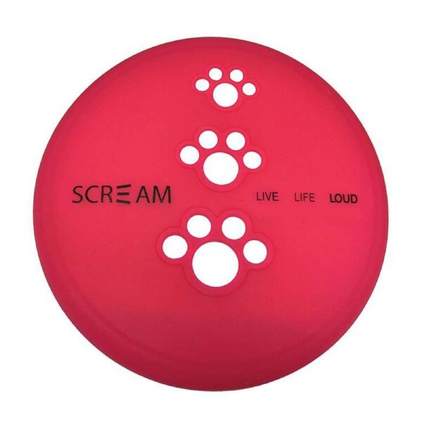 Scream Silicone Pet Flyer Dog Toy Loud Pink Small 18cm