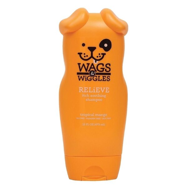 Wags & Wiggles Relieve Itch Soothing Pet Dog Shampoo Tropical Mango 473ml
