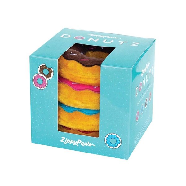 Zippy Paws Donutz Gift Box Multi-Pack No Stuffing Pet Dog Toy 4pk