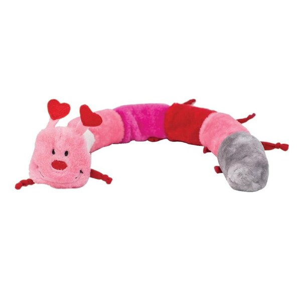 Zippy Paws Caterpillar w/ Squeakers Pet Dog Squeaker Toy Pink Deluxe